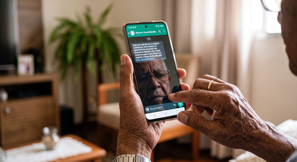 Pessoa idosa usando smartphone
